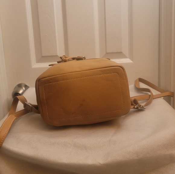 Coach F3W 9858 Legacy Tan Leather Drawstring Backpack, the backpack has some lit main image 16
